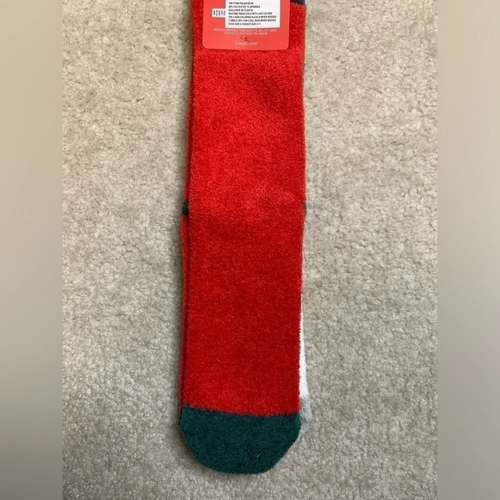 NWT 2pair Charter Club Christmas Polar Bear Theme‎ Socks Women Shoe Size 6-10